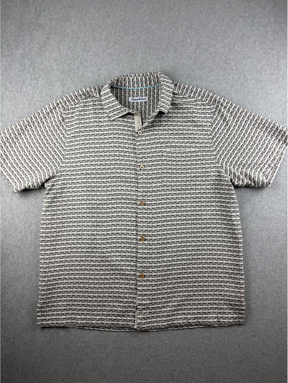 Tommy Bahama Geovanni Geo Silk Camp Shirt Mens L Geometric Button Up